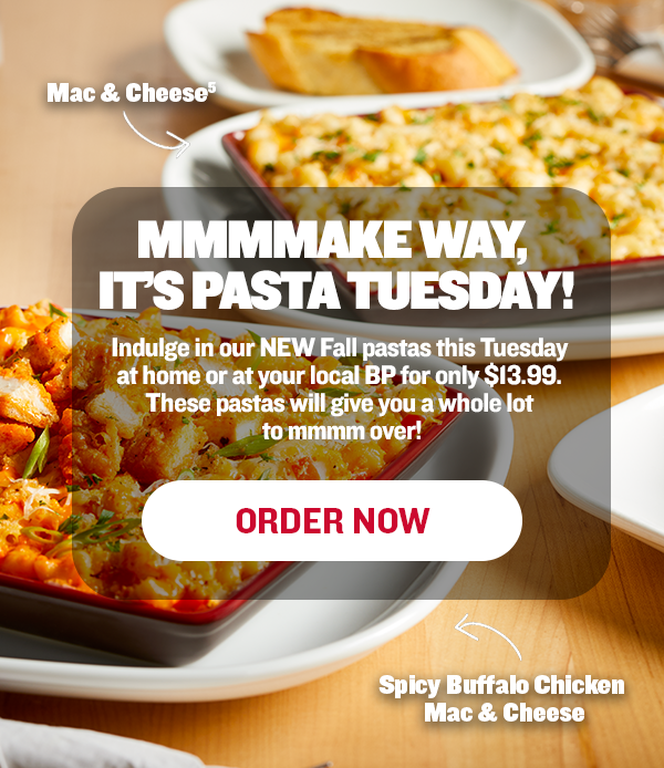 It's Pasta Tuesday.. fall menu addition! - Boston Pizza